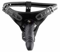 Double Penetration Strap-On Harness w. 3 Dildos PU-Leather