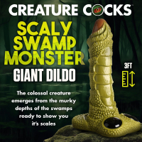 Acheter gode Swamp Monster 3-Pieds PVC écailleux 89cm gode monstre avec yeux & ventouse