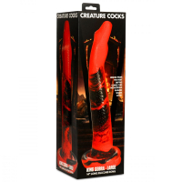Gode fantaisie avec base daspiration King Cobra 14-Inch Silicone en forme de serpent rouge-noir de CREATURE COCKS à vendre