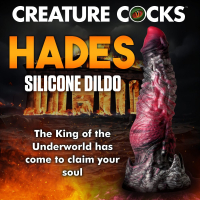 Fantasie-Dildo m. Saugfuss Hades large Silikon schwarz-rot stark texturiert Herrscher der Unterwelt Dong kaufen