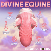 Fantasy Dildo w. Suction-Cup Pegasus Pecker Silicone pink-white phallic Dong w. Wings Bumps & Grooves buy