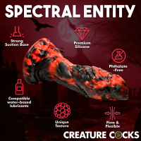 Godemiché fantaisie avec ventouse Reaper silicone rouge-noir avec rainures pics & picots de CREATURE COCKS à vendre