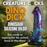 Gode fantaisie avec ventouse XL Dino-Dick silicone gode pénis dinosaure coloré double densité à bas prix
