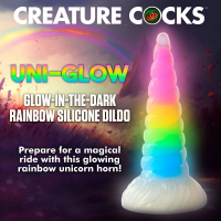 Fantasy Dildo fluorescent Uni-Glow Silicone multicolored spiral Unicorn Horn Glow-in-the-Dark Effect buy cheap