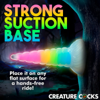 Godemiché fantaisie à ventouse Unicorn Tongue silicone fluorescent avec effet lumineux de CREATURE COCKS à vendre