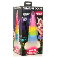 Acquista il dildo fantasy con ventosa Uni-Glow in silicone fluorescente con effetto luce arcobaleno da CREATURE COCKS