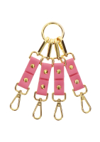 Fesselkreuz Hogtie Kunstleder pink-gold mit 4 Schnappkarabinern & pinkfarbenen Verbindern von TABOOM kaufen