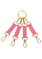 Fesselkreuz Hogtie Kunstleder pink-gold mit Schnappkarabinern & Verbindern von TABOOM günstig kaufen