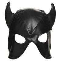 Fetish Hood w. Horns Dungeon Demon PU-Leather