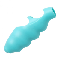 Vibromasseur à doigt Bang-Her Silicone bleu-vert ondulé avec vibromasseur à bille jetable intégré à acheter