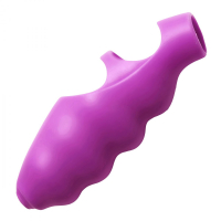 Vibromasseur à doigt Bang-Her Silicone violet ondulé avec vibromasseur à bille jetable intégré acheter