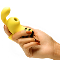 Finger Vibrator & Clitoral Sucker Sucky Bee Silicone black-yellow with 10 Vibration Modes & 5 Suction Intensities buy