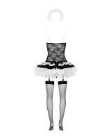 French Maid Costume-Set w. Ruffle Skirt 5-Pieces erotic transparent Maid-Costume by OBSESSIVE buy cheap