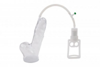 Pompa per pene Fröhle con manico a pistone e preservativo per testicoli