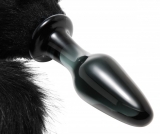 Plug anale a coda di volpe in vetro borosilicato nero