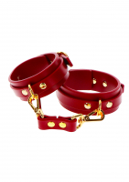 Ankle Cuffs w. Connector red-gold PU-Leather