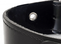 Halsband m. D-Ring schwarz Kunstleder m. Samtfütterung geschwungene ergonomische Form nickelfreies Metall kaufen