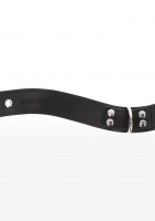 Halsband m. D-Ring schwarz Kunstleder m. Samtfütterung geschwungene Form per Schnalle einstellbar günstig kaufen