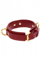 Collar w. D-Rings red-gold PU-Leather golden-colored nickel-free Metal Hardware by TABOOM buy cheap