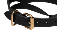 Halsband doppelt m. O-Ring Bondage Baddie Kunstleder schwarz & goldfarben Metallhardware mit Schnalle kaufen