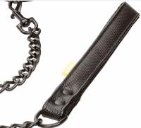 Collar padded w. Leash Boundless PU-Leather black Chain by Buckle adjustable soft Plush lining by CALEXOTICS buy