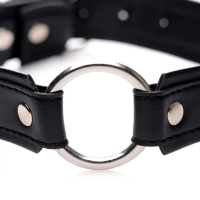 Collar w. Steel O-Ring PU-Leather 3cm wide by Buckle adjustable leather-like soft lined Material by STRICT buy cheap