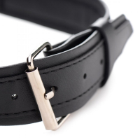 Halsband m. O-Ring Kunstleder 3cm breit silberfarbener Stahl-Ring mit Schnalle einstellbar von STRICT günstig kaufen