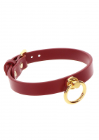 Halsband m. O-Ring rot-gold Kunstleder 2cm schmal einstellbar per Schnalle nickelfrei von TABOOM günstig kaufen