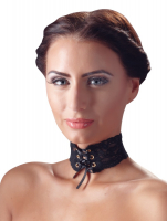 Halsband Spitze m. Satinschürung 6cm breites wunderschönes Spitzenhalsband mit Satinbänder-Schnürung kaufen