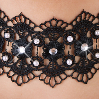 Collar Embroidery w. Rhinestones beautiful embroidered black Collar for Women with white Pearls & Rhinestones buy