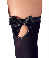 Hold-Up Stockings w. Bows & Rhinestones opaque