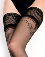 Hold-up Stockings w. Embroidery Ballerina 2205 glittering Embroidery-Details @Thighs double Silicone-Band buy