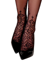 Hold-up Stockings w. Embroidery Ballerina 2220 with Ornaments in Baroque-Style highly elastic from RIMBA buy cheap