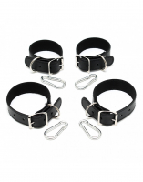 Wrist-Cuffs & Ankle-Cuffs Restraint-Kit 2.5cm Leather