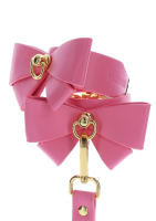Wrist Cuffs w. Bow PU-Leather pink-gold adjustable stylish Wrist-Restraints & Connector golden-colored Metal buy