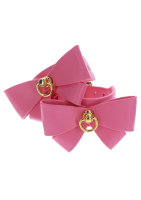 Ankle Cuffs w. Bow PU-Leather pink-gold
