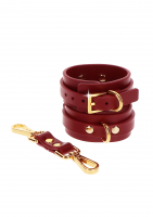 Wrist Cuffs w. Connector red-gold PU-Leather