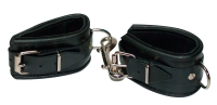 Wrist Restraints Leather padded w. Carabiner Zado black Cowhide adjustable by Roller-Buckle buy cheap