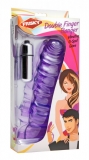 Handschuh mit Vibration Double Finger Banger violett 2-Finger-Handschuh gerippt von FRISKY SEXTOYS kaufen