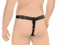 Harness w. Penis Straps & Silicone Butt Plug PU-Leather