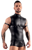Harness-Top w. Rivets & Arm Straps Mattlook sewn-on Chest-Harness D-Rings @Sides elastic Quality matt shiny buy