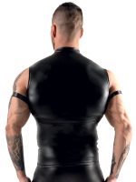 Harness-Top w. Rivets & Arm Straps Mattlook sewn-on Chest-Harness D-Rings @Sides soft Bondage Shirt buy cheap