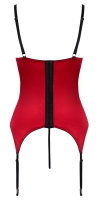 Lifting Suspender Shirt open Bust & Thong red-black