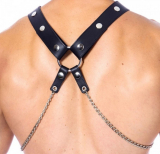 Harnais de poitrine en cuir pour hommes avec chaînes