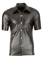 Chemise pour homme avec boutons pressions en similicuir, soulignant les muscles Chemise pour homme avec fermeture à pression devant, épaulettes à acheter