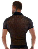 Camicia da uomo con abbottonatura in pizzo camicia a mezze maniche trasparente design curvo con colletto acquistare a buon mercato