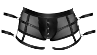 Pants w. Restraint Straps Mesh & Mattlook transparent Fetish Shorts w. glossy Snaps-Bag Rings for Restraints buy