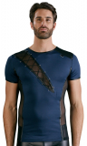 Camicia da uomo con inserto in rete in microfibra blu