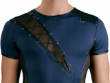 Camicia da uomo con inserto in rete in microfibra blu
