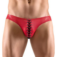 Mens Briefs glossy w. Lacing red